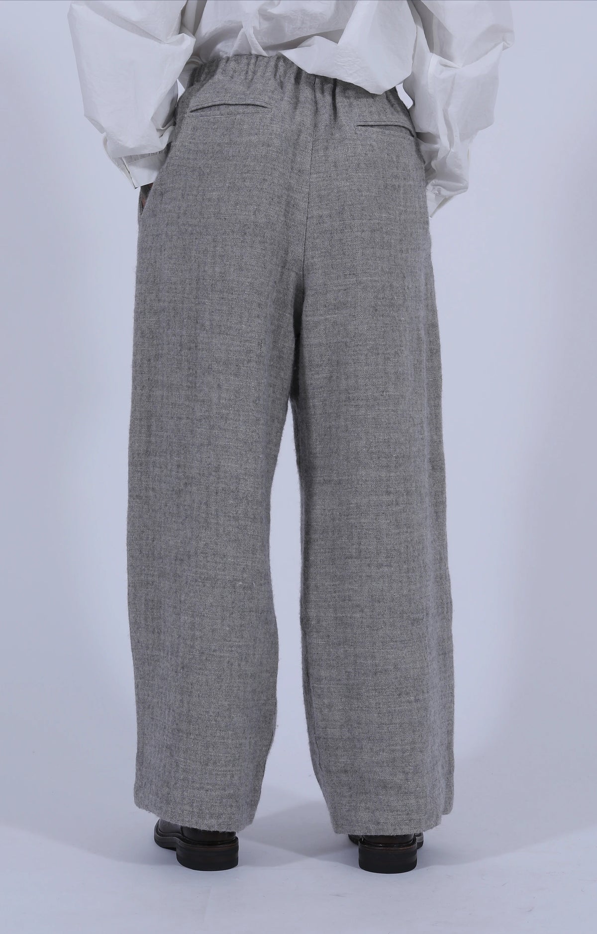 Wool-Linen Straight Trousers Light Grey