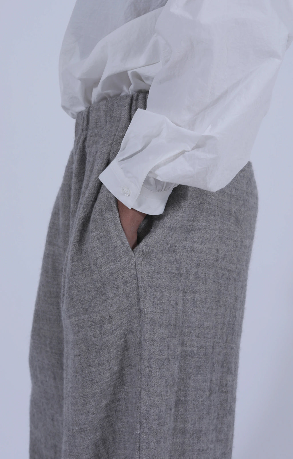Wool-Linen Straight Trousers Light Grey