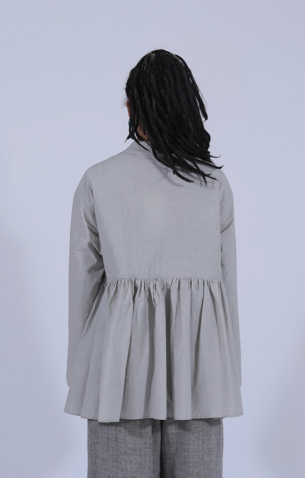 Gathered-Waist Blouse Light Grey