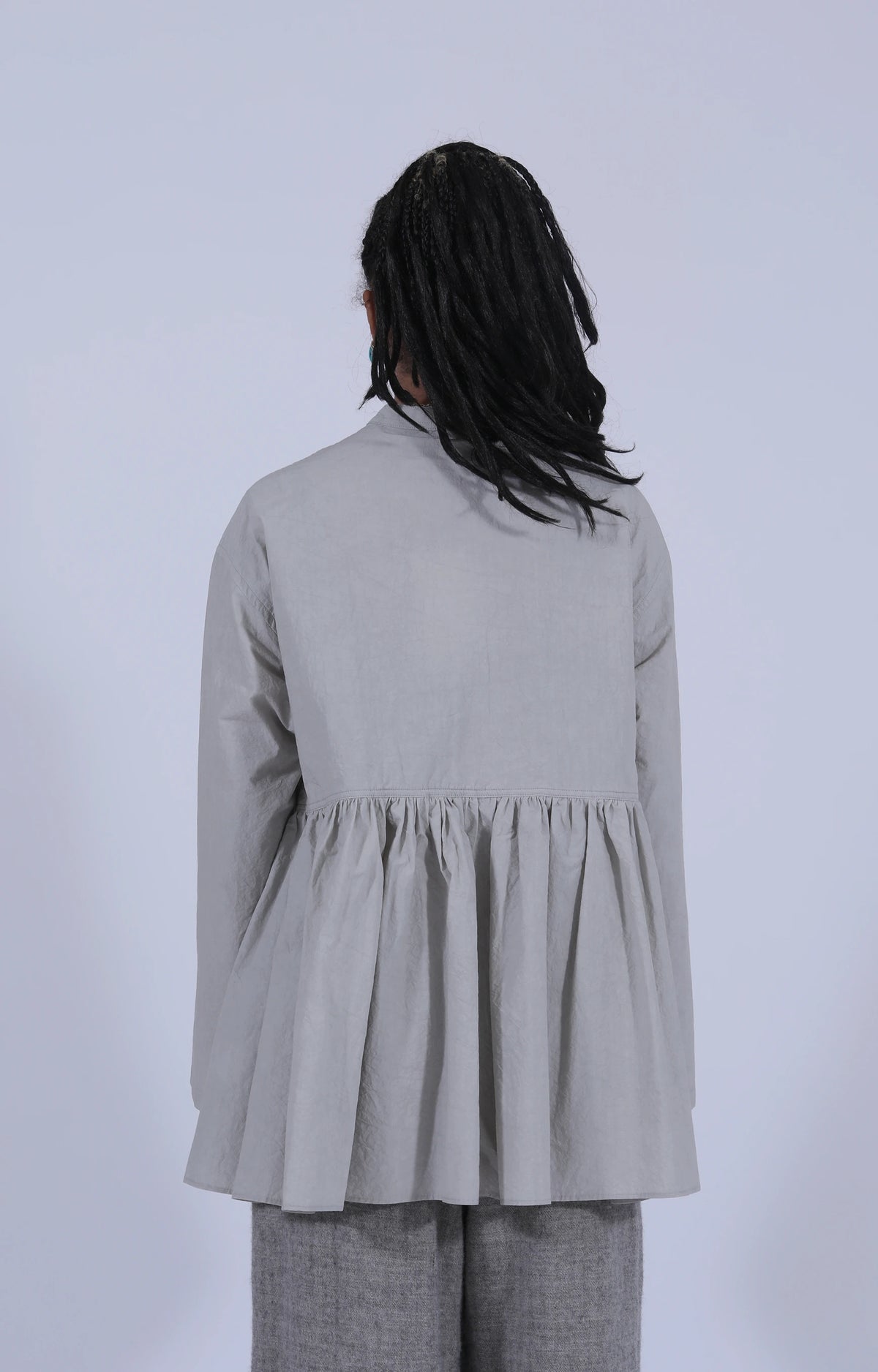 Gathered-Waist Blouse Light Grey