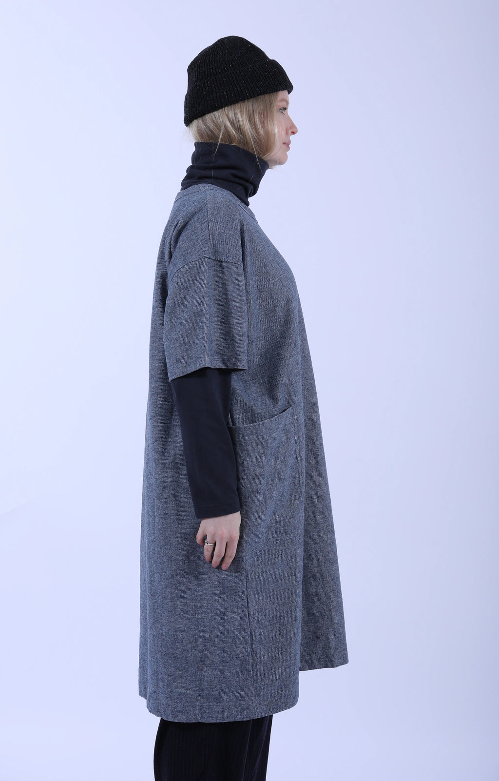 Short Sleeve Pocket Dress Plain Cloth