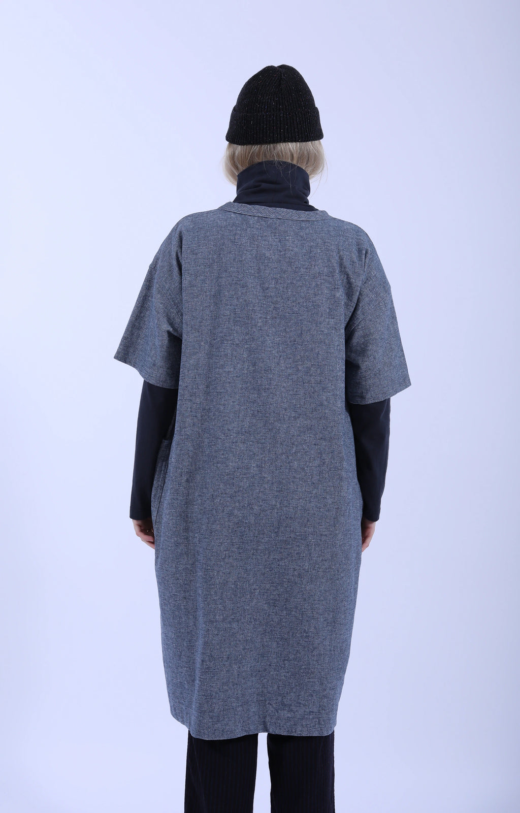 Short Sleeve Pocket Dress Plain Cloth