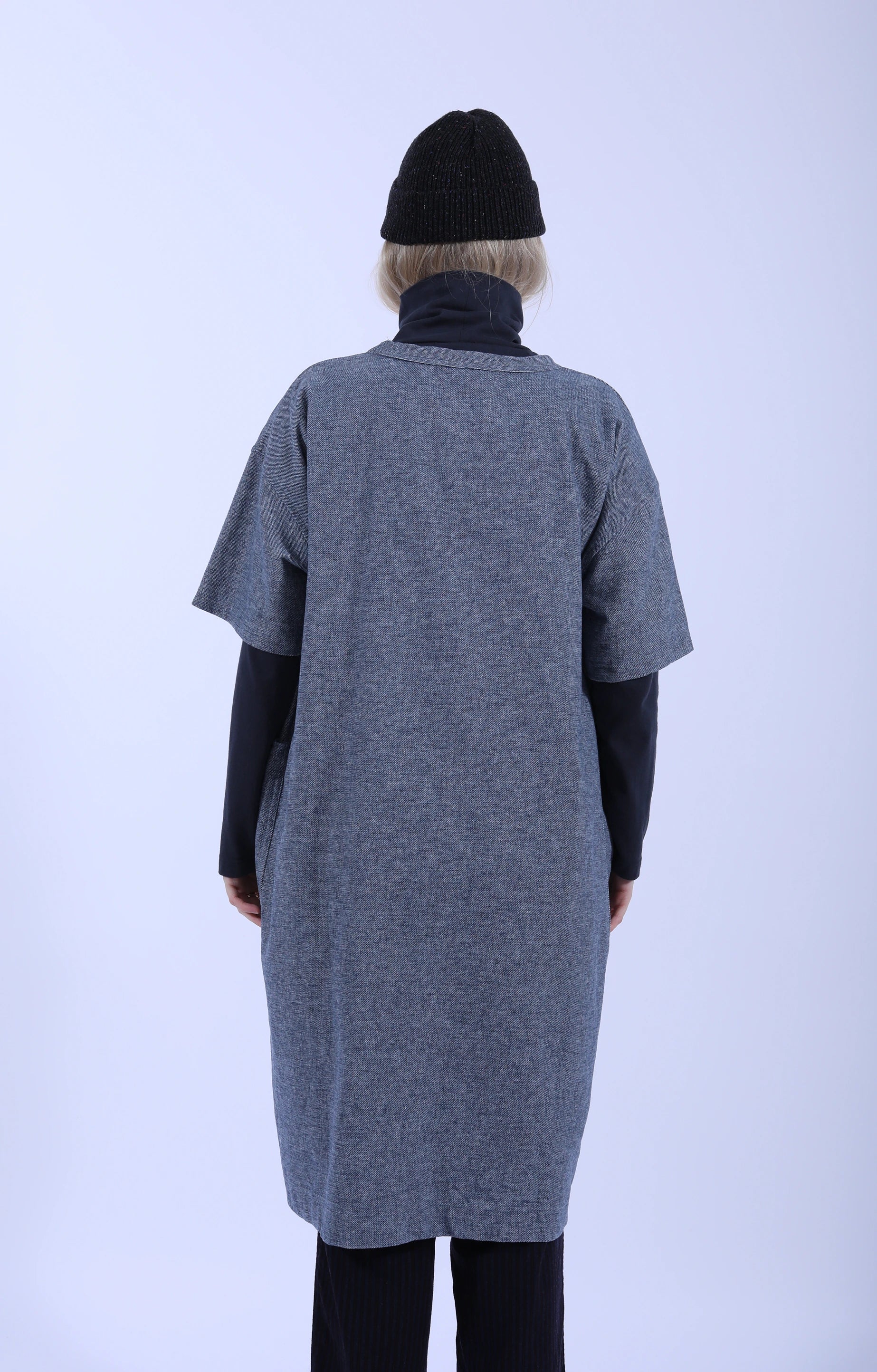 Short Sleeve Pocket Dress Plain Cloth