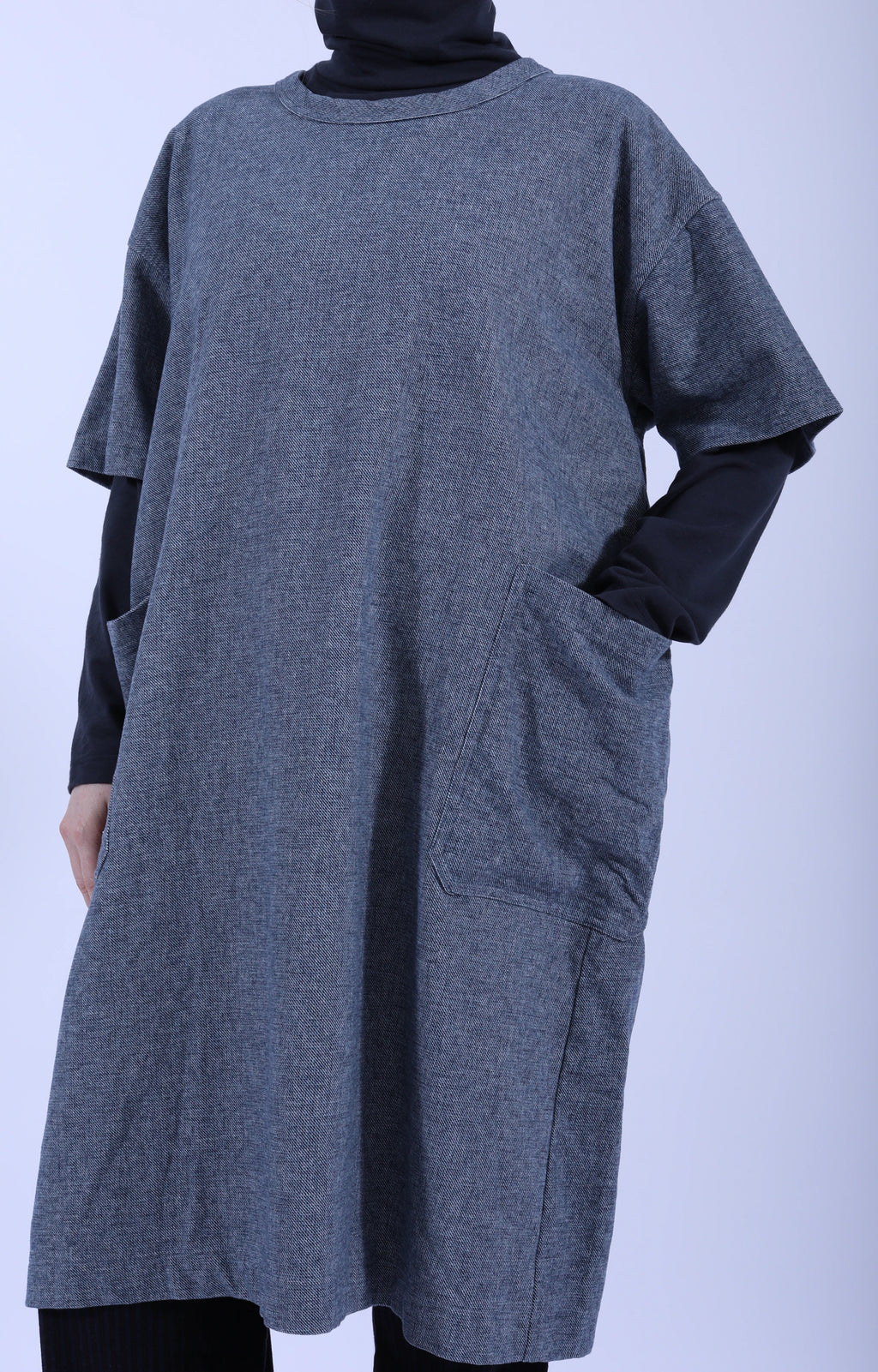 Short Sleeve Pocket Dress Plain Cloth