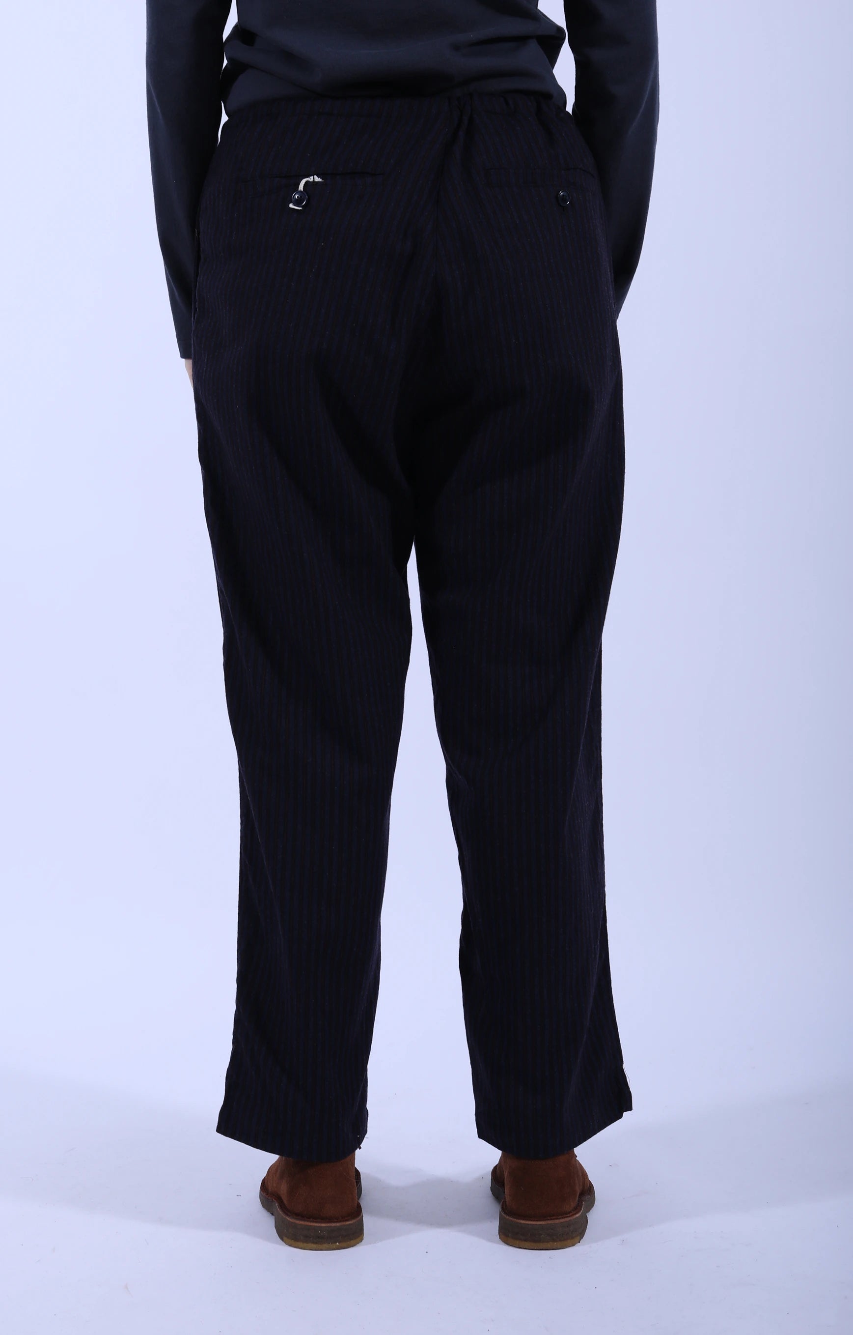 Drawstring Pants Stripe Navy