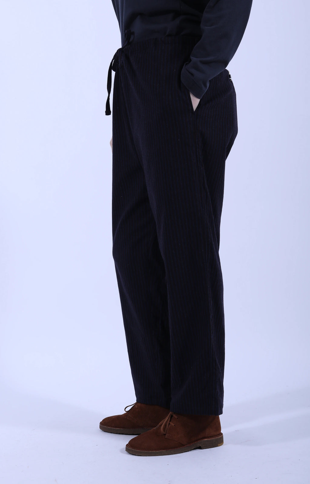 Drawstring Pants Stripe Navy