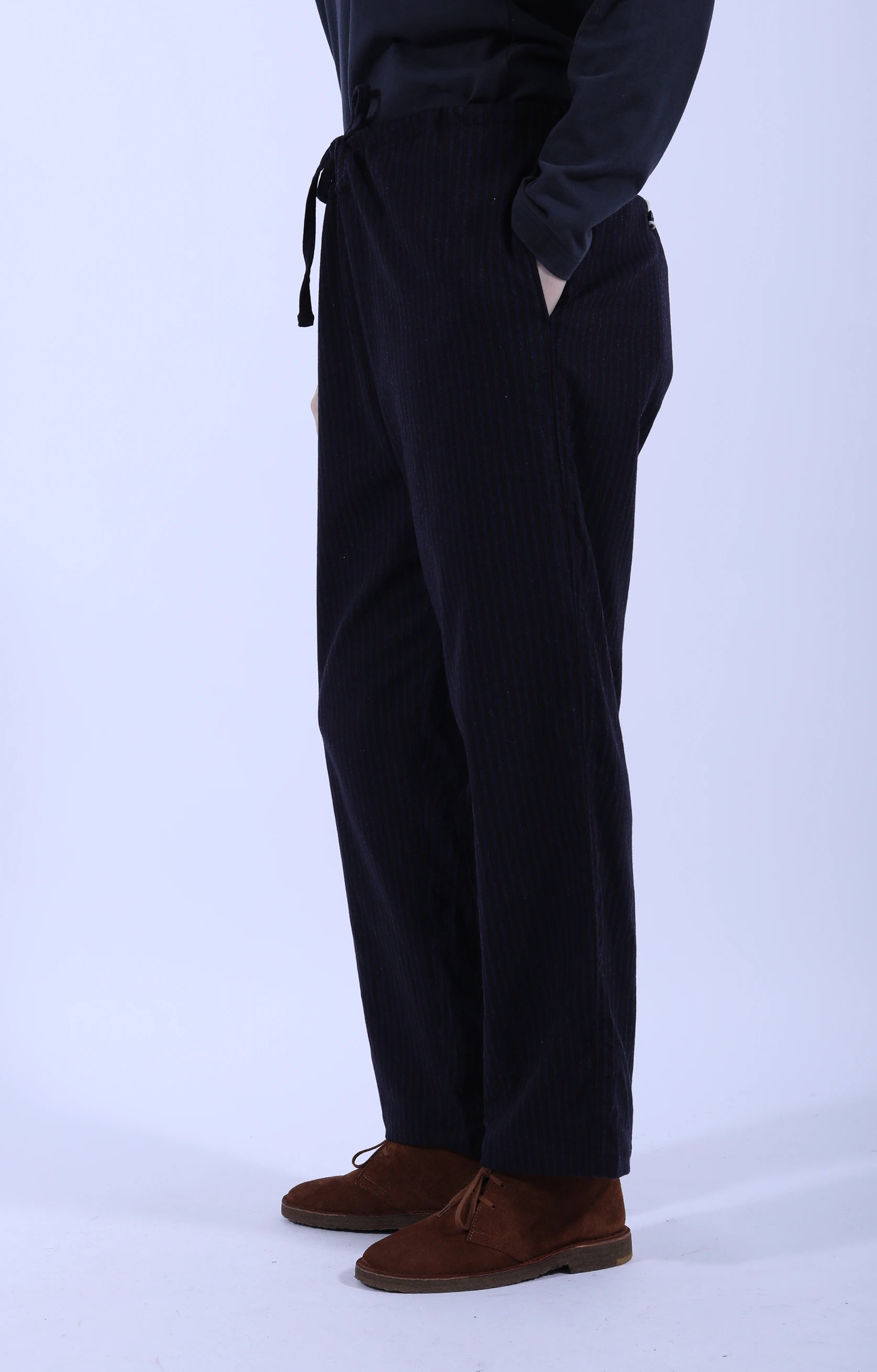 Drawstring Pants Stripe Navy