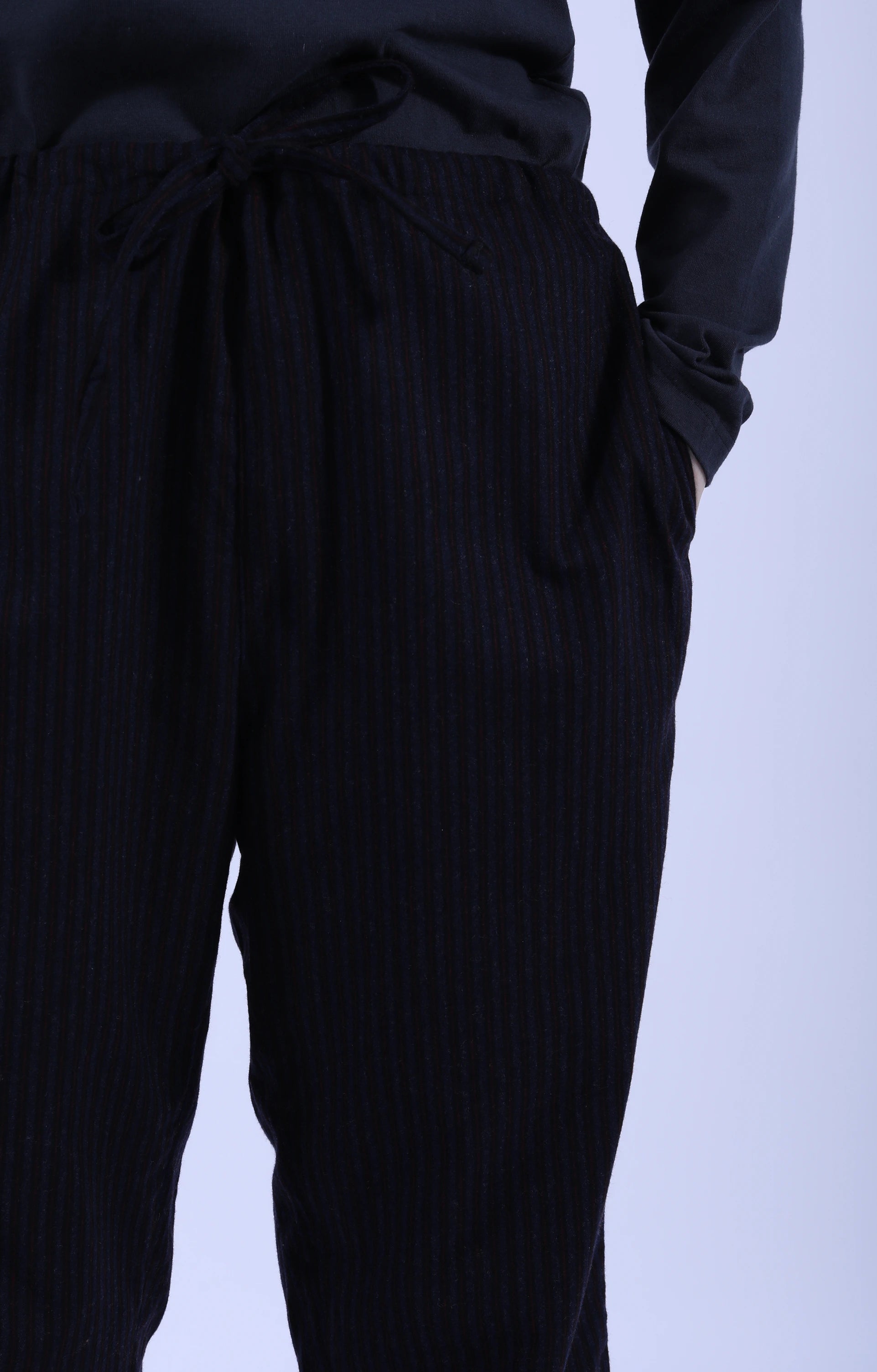Drawstring Pants Stripe Navy