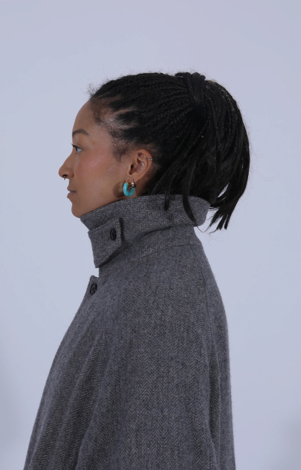 Wool Balmacaan Coat Grey