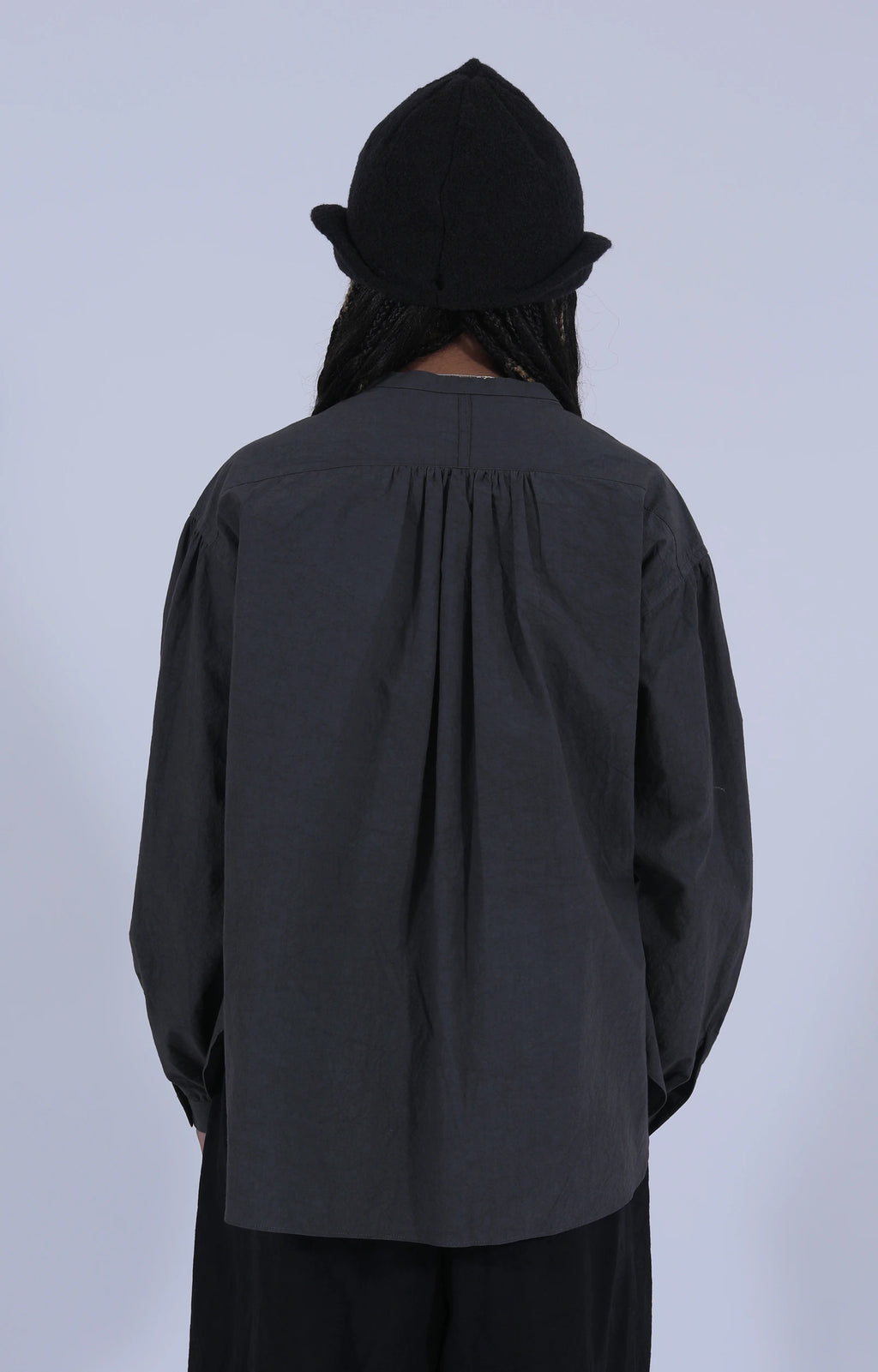 Gathered Pull-On Shirt Charcoal