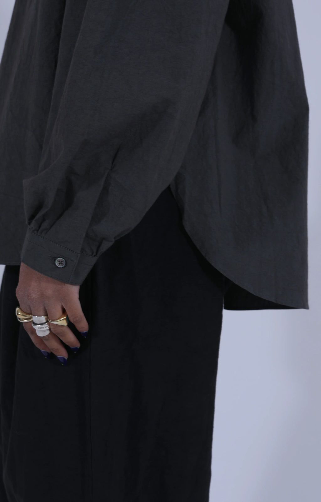 Gathered Pull-On Shirt Charcoal