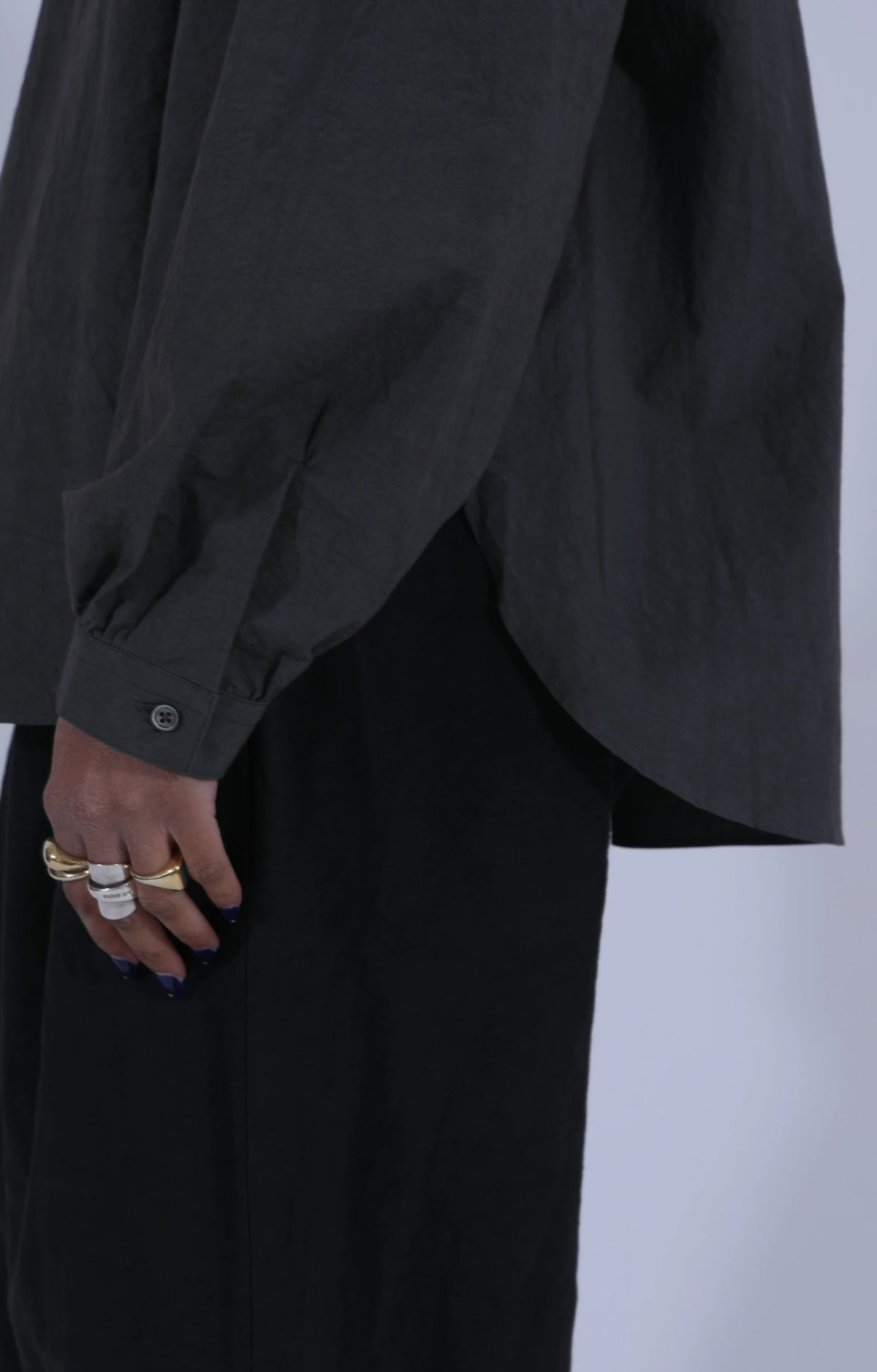 Gathered Pull-On Shirt Charcoal