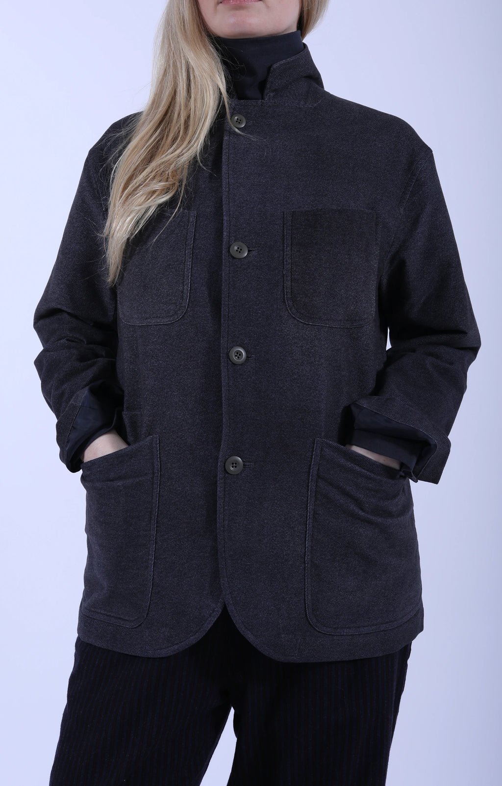 4+1 Patch Pocket Print Jacket Navy