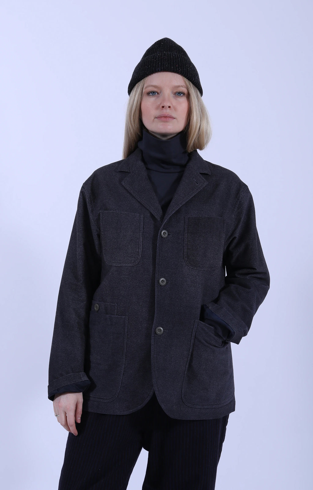 4+1 Patch Pocket Print Jacket Navy