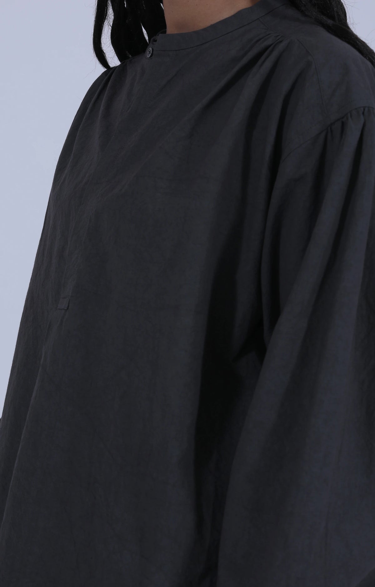 Gathered Pull-On Shirt Charcoal
