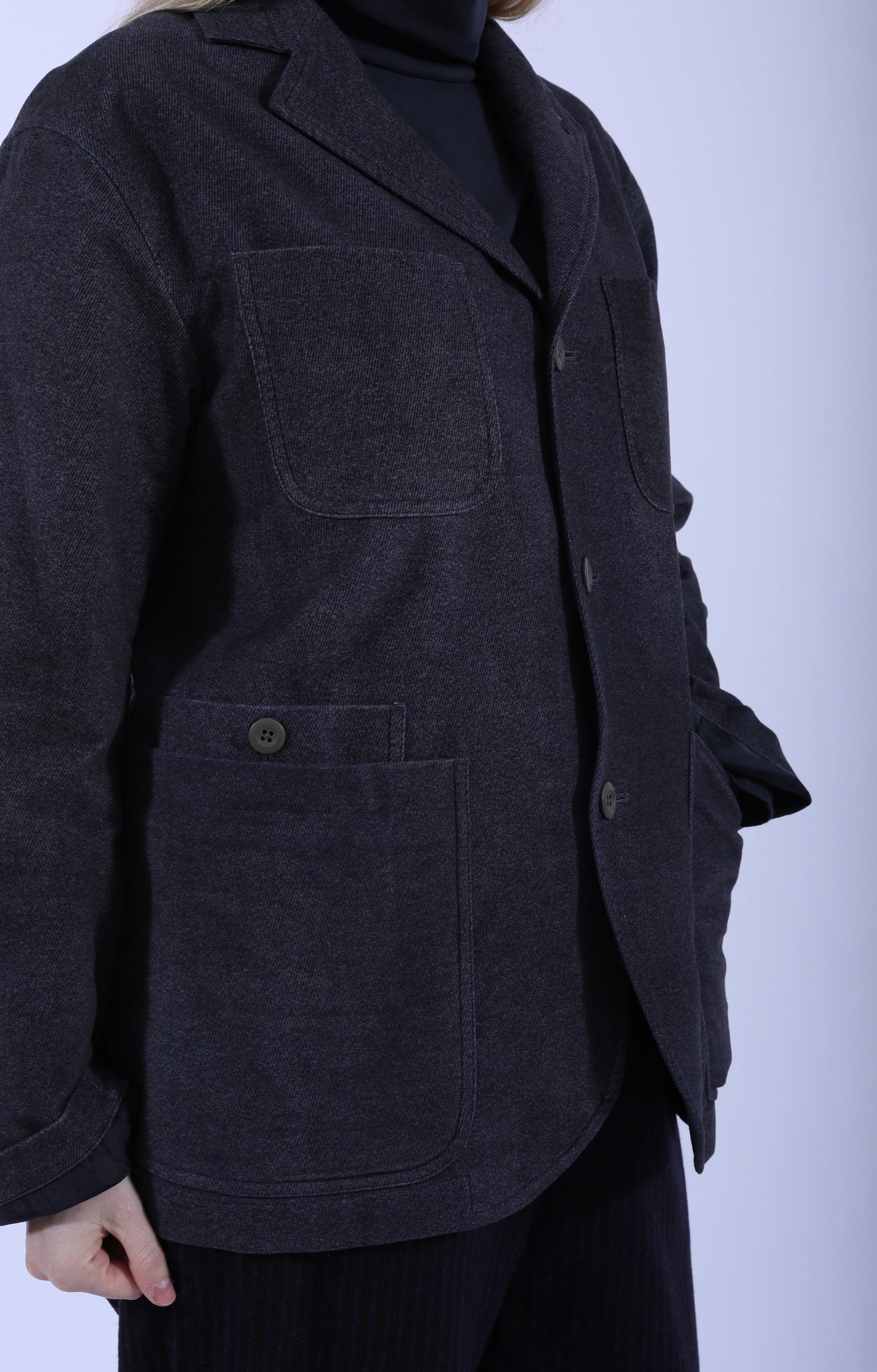 4+1 Patch Pocket Print Jacket Navy