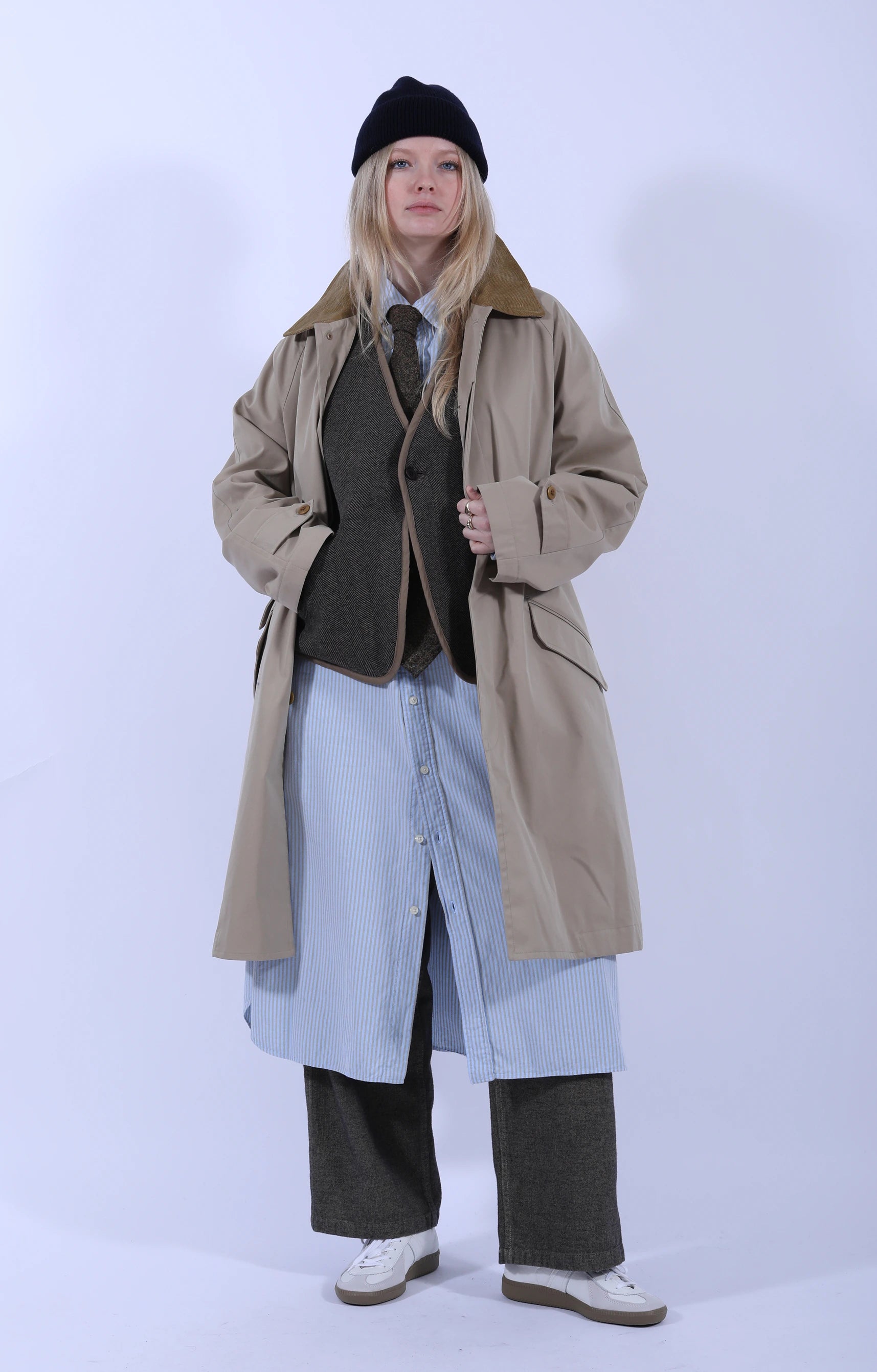 Fly Front Raglan Coat Khaki