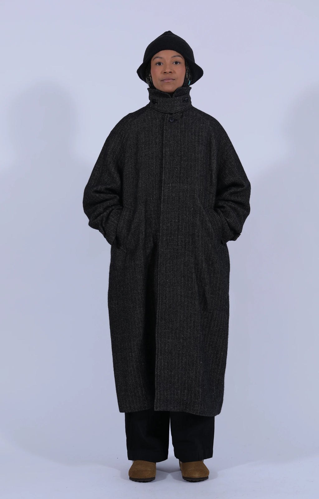 Wool Balmacaan Coat Black