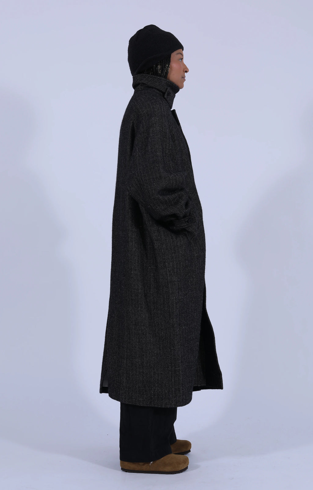 Wool Balmacaan Coat Black