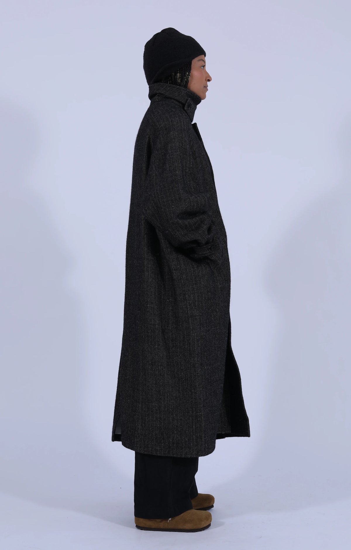 Wool Balmacaan Coat Black
