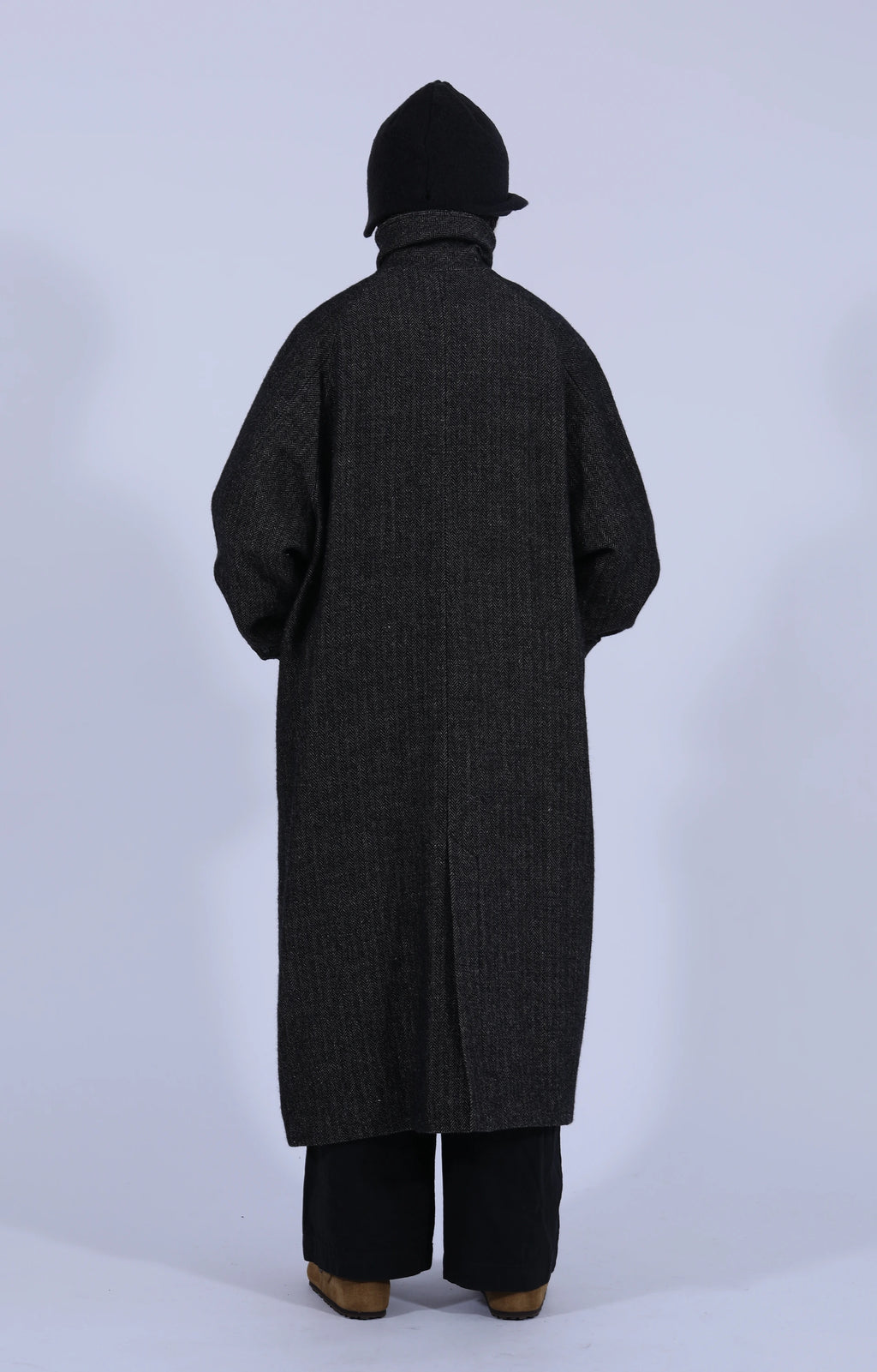 Wool Balmacaan Coat Black