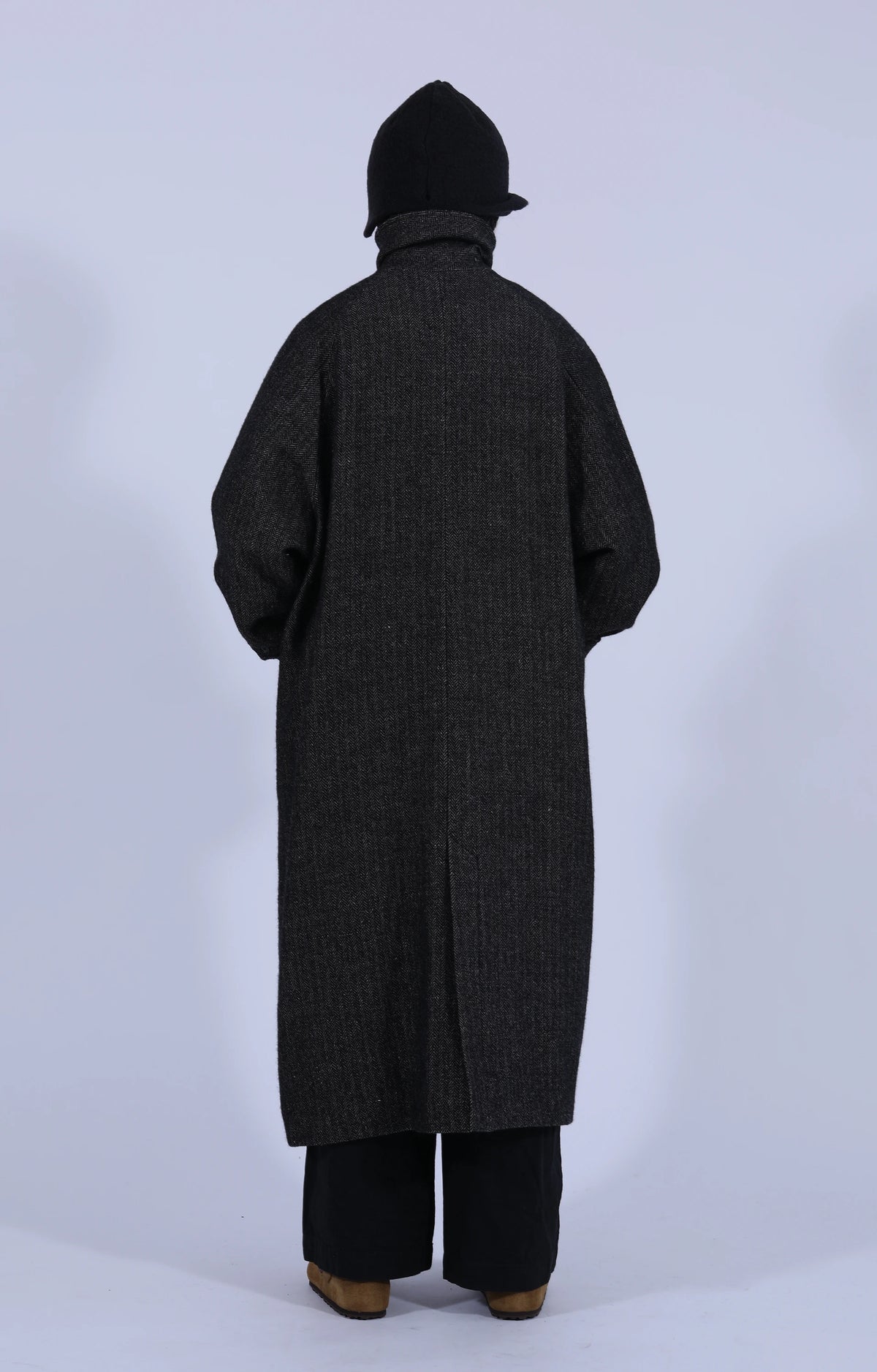 Wool Balmacaan Coat Black