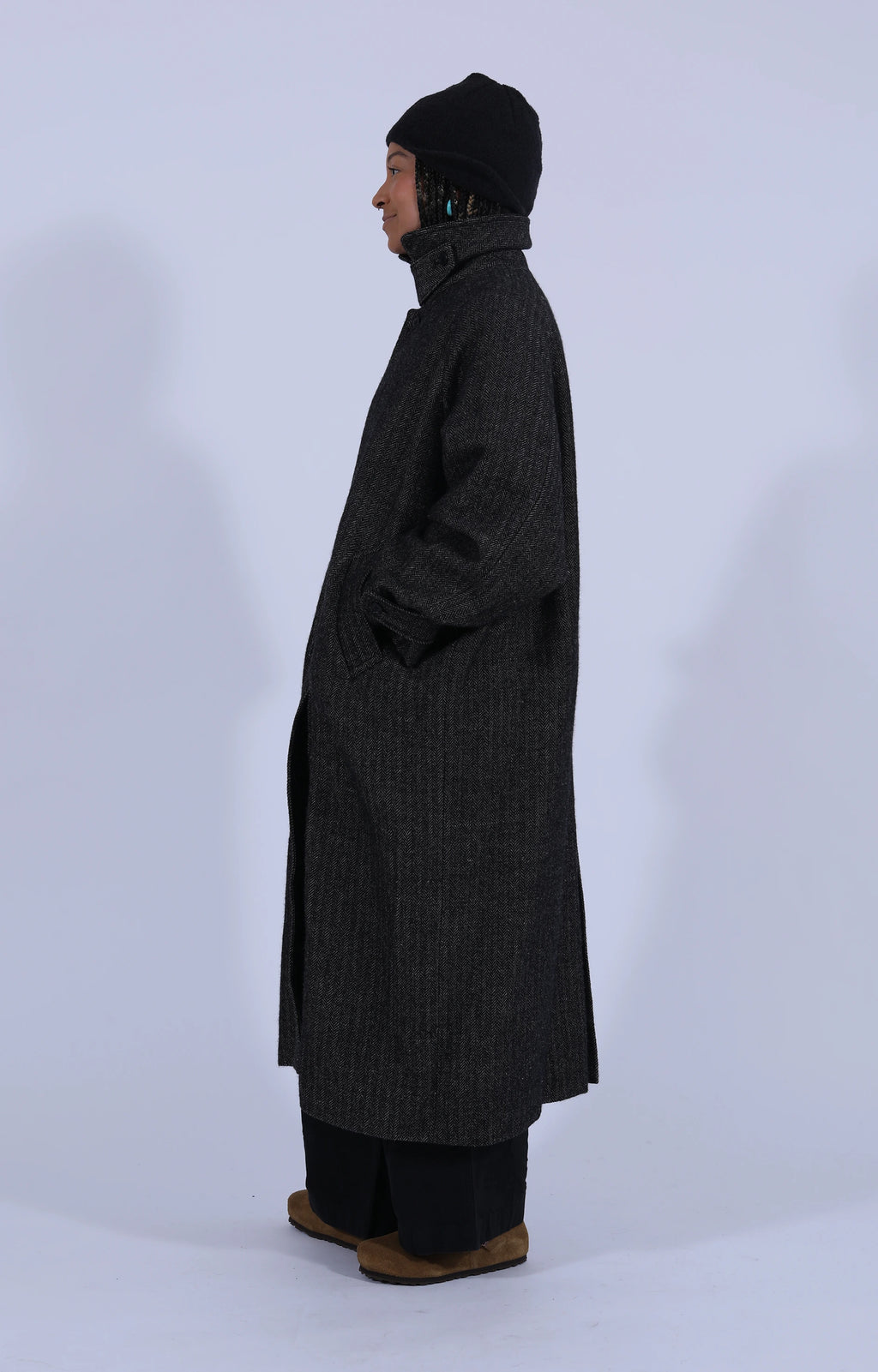 Wool Balmacaan Coat Black