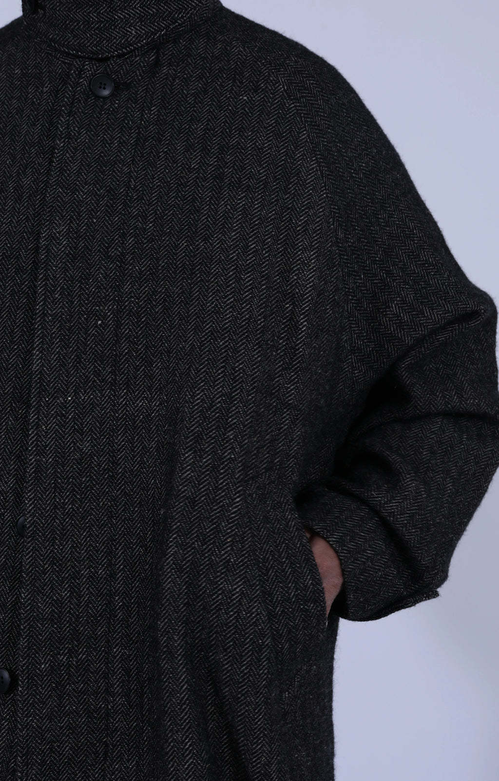Wool Balmacaan Coat Black