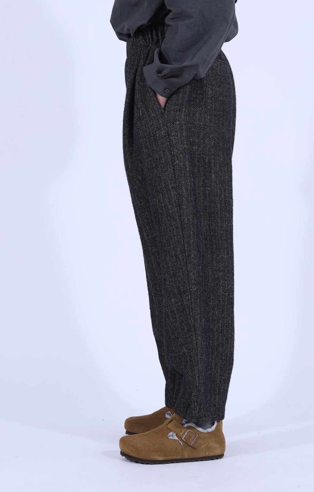 Wool Cropped Trousers Black