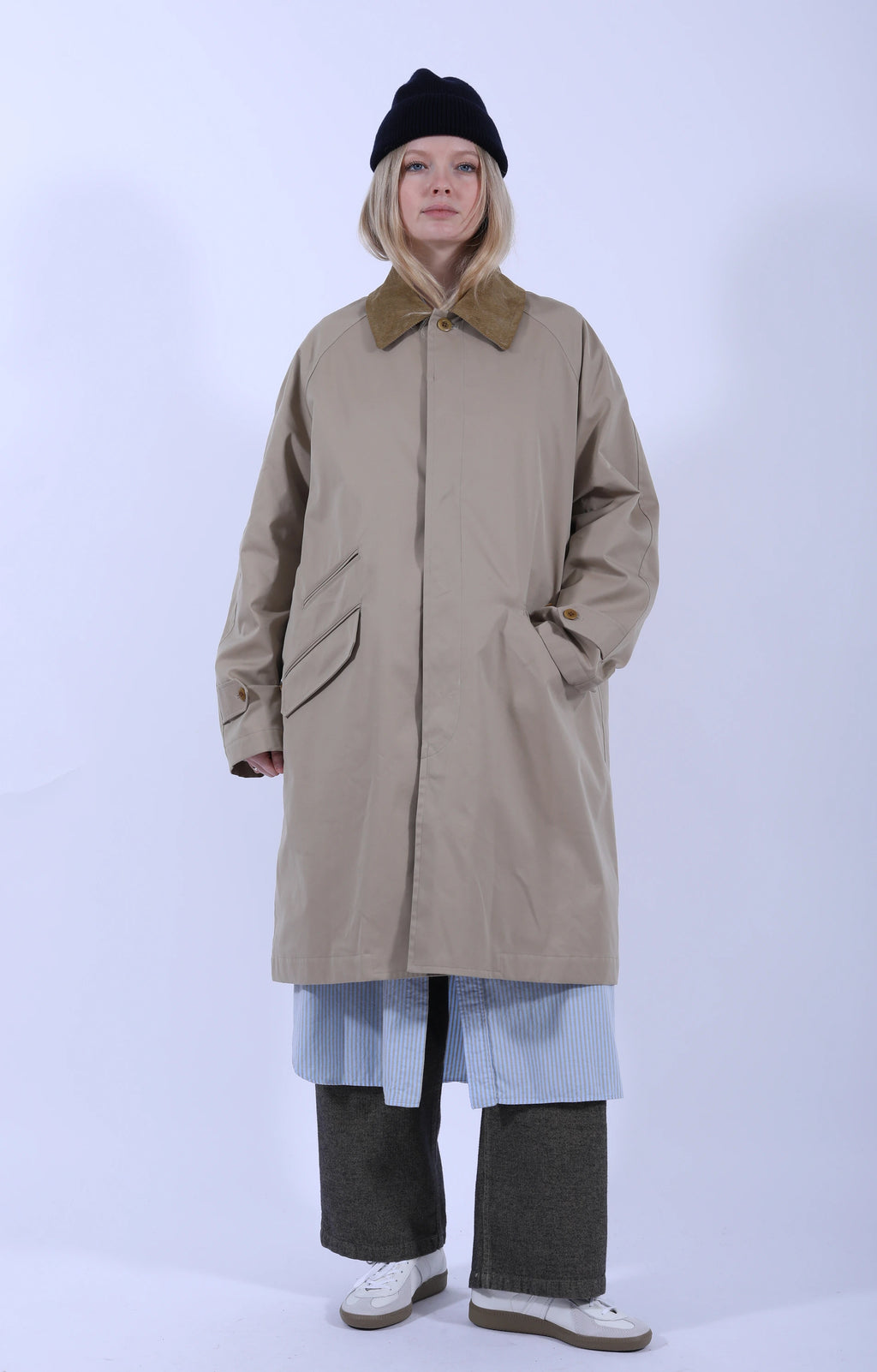 Fly Front Raglan Coat Khaki