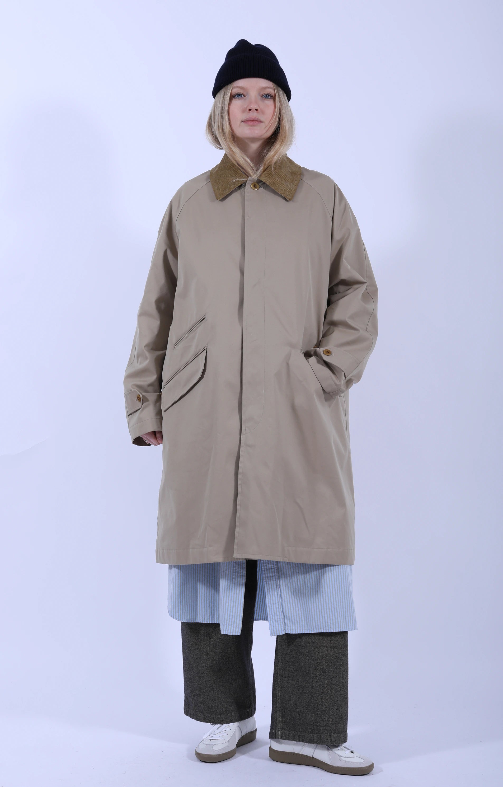 Fly Front Raglan Coat Khaki