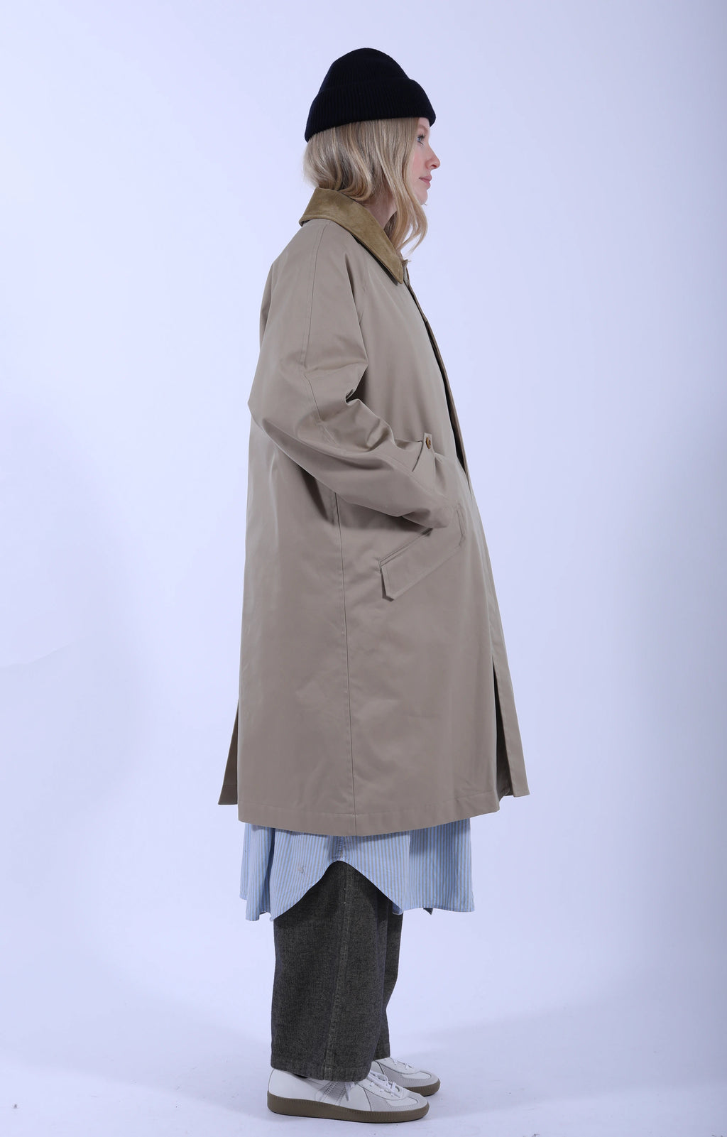 Fly Front Raglan Coat Khaki