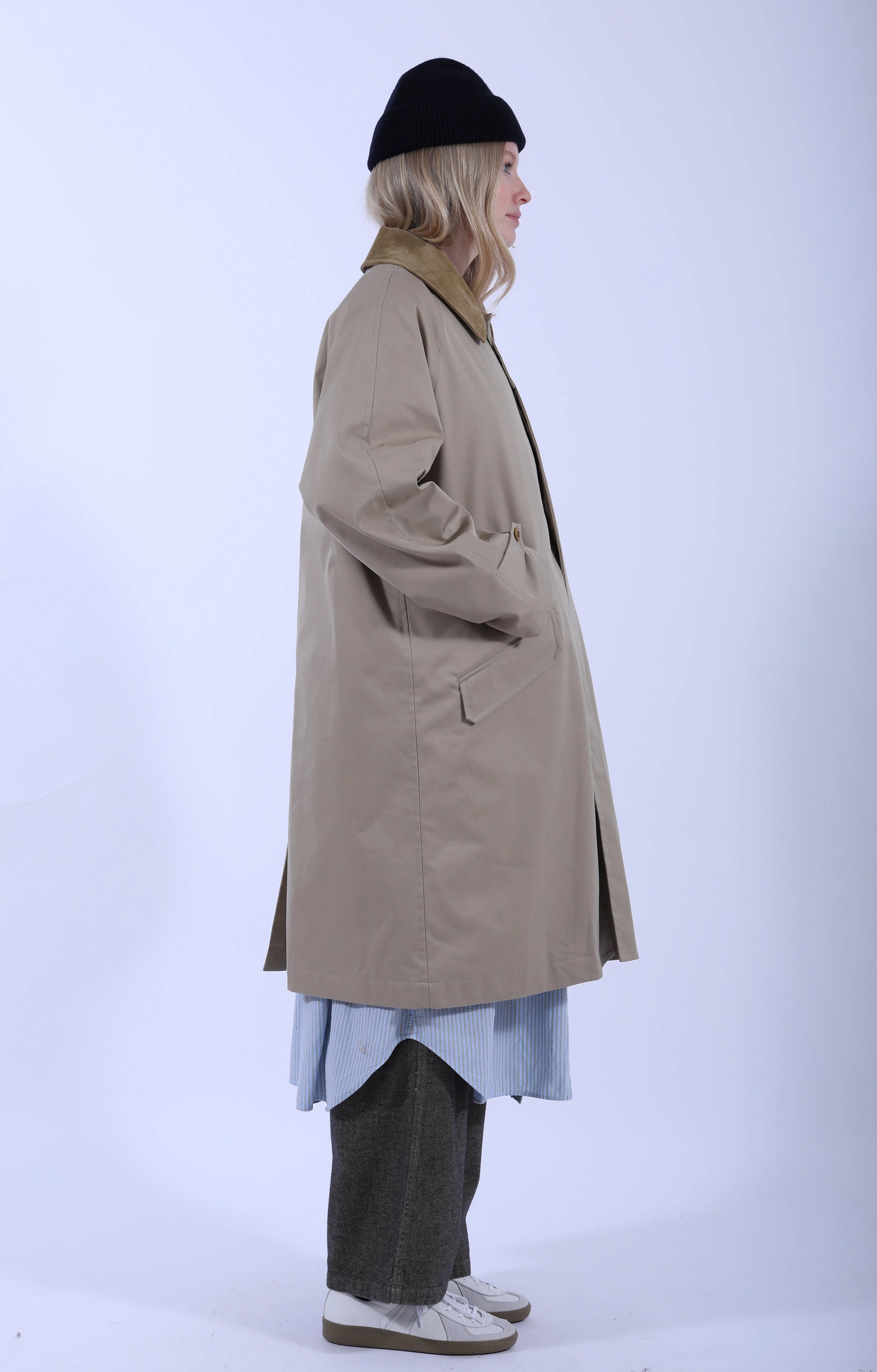 Fly Front Raglan Coat Khaki
