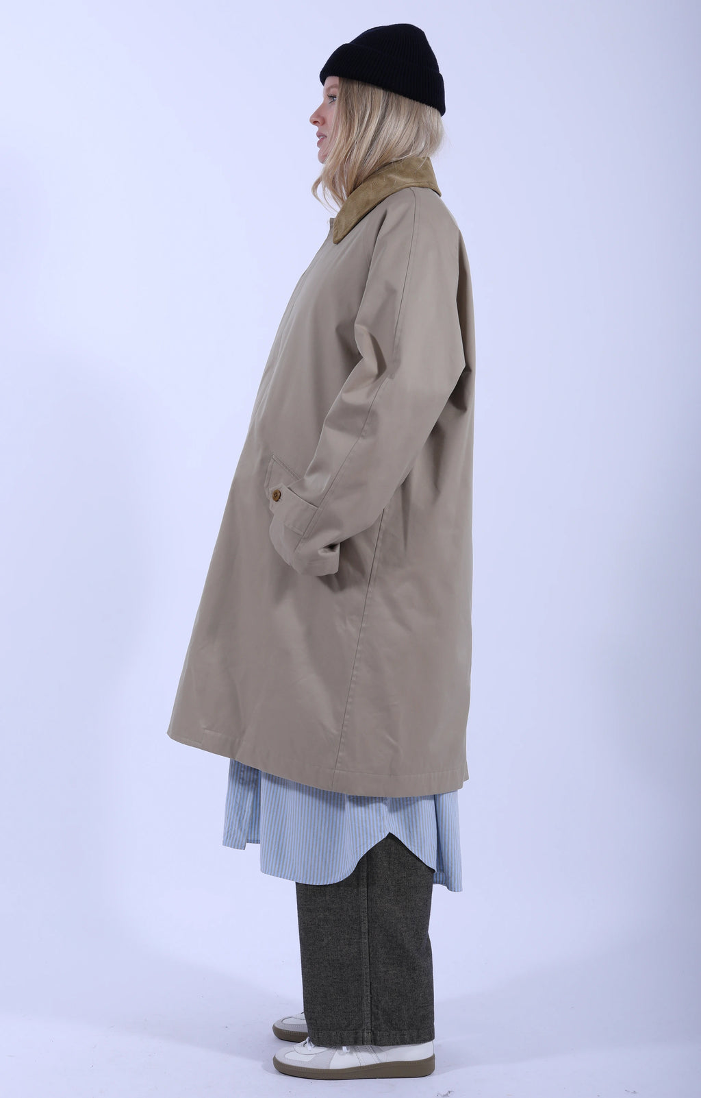 Fly Front Raglan Coat Khaki