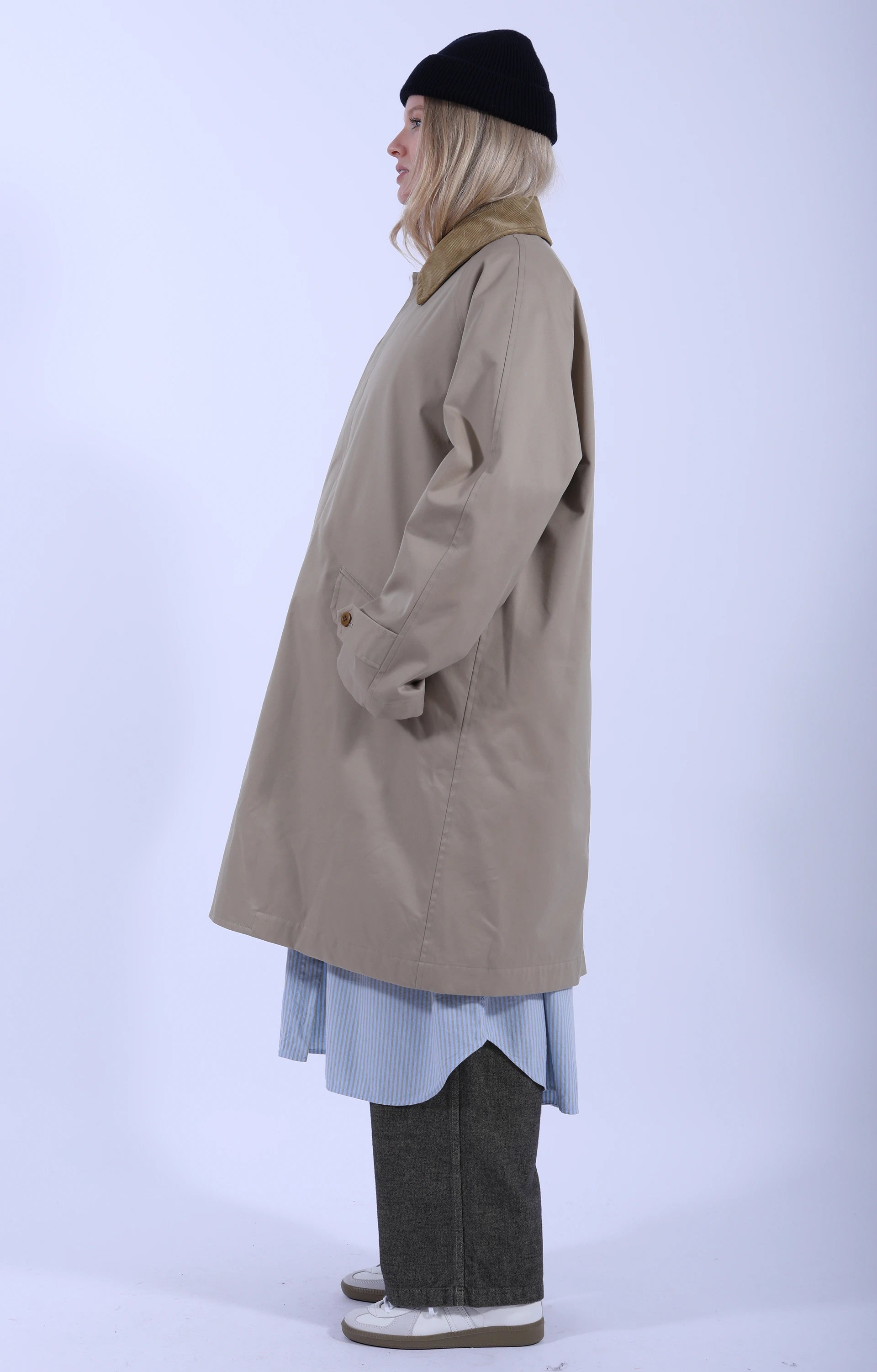 Fly Front Raglan Coat Khaki