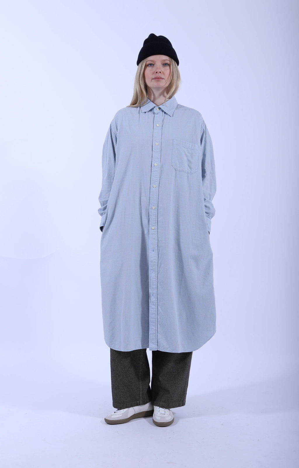 Baggy Fit Shirt Dress Blue