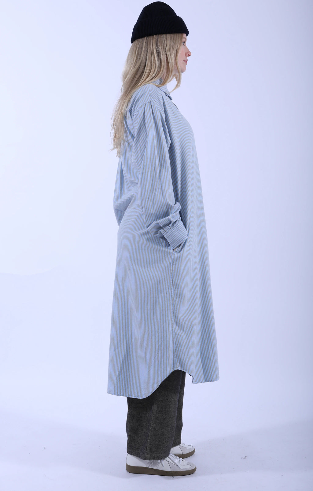 Baggy Fit Shirt Dress Blue