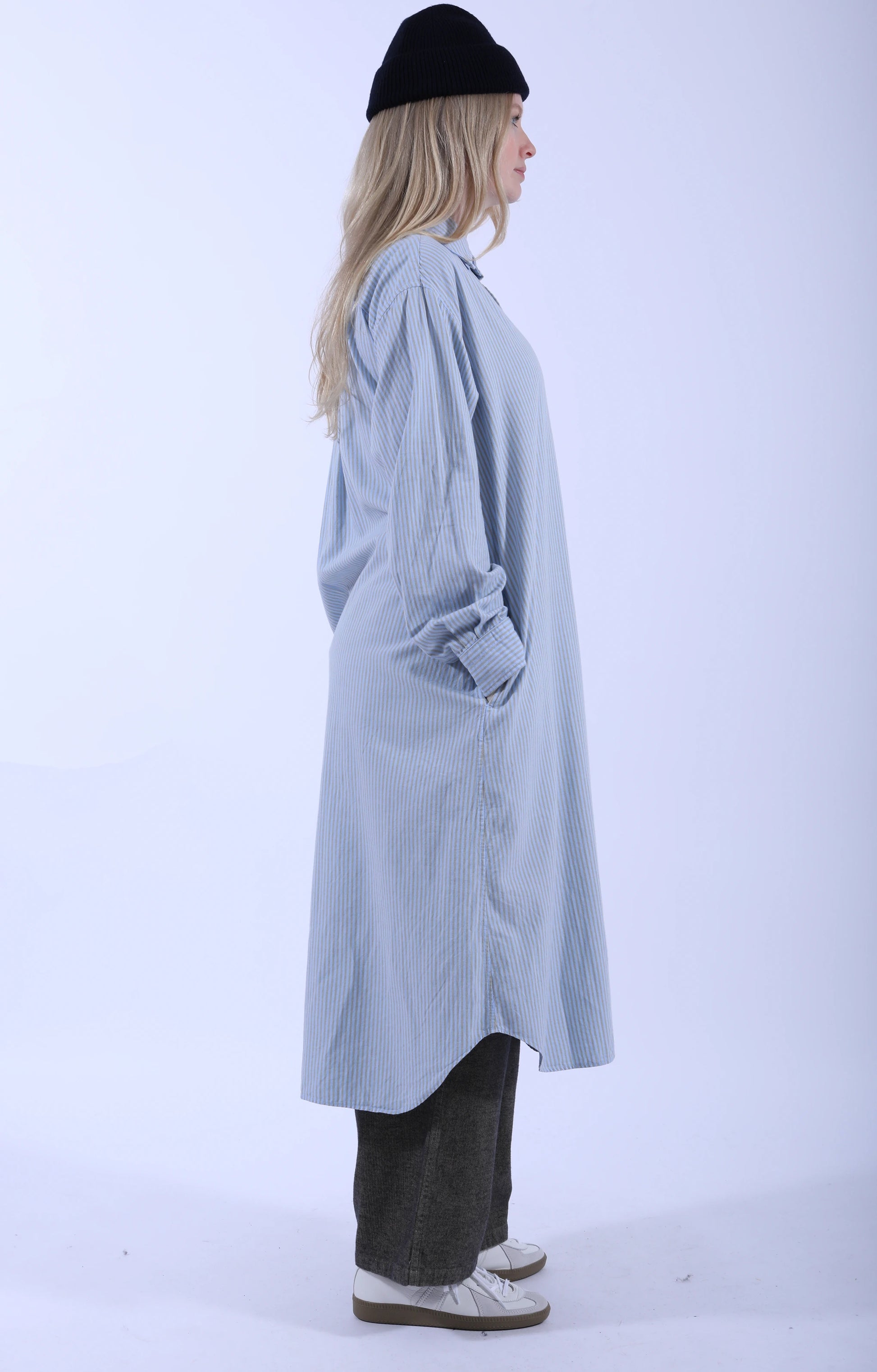 Baggy Fit Shirt Dress Blue