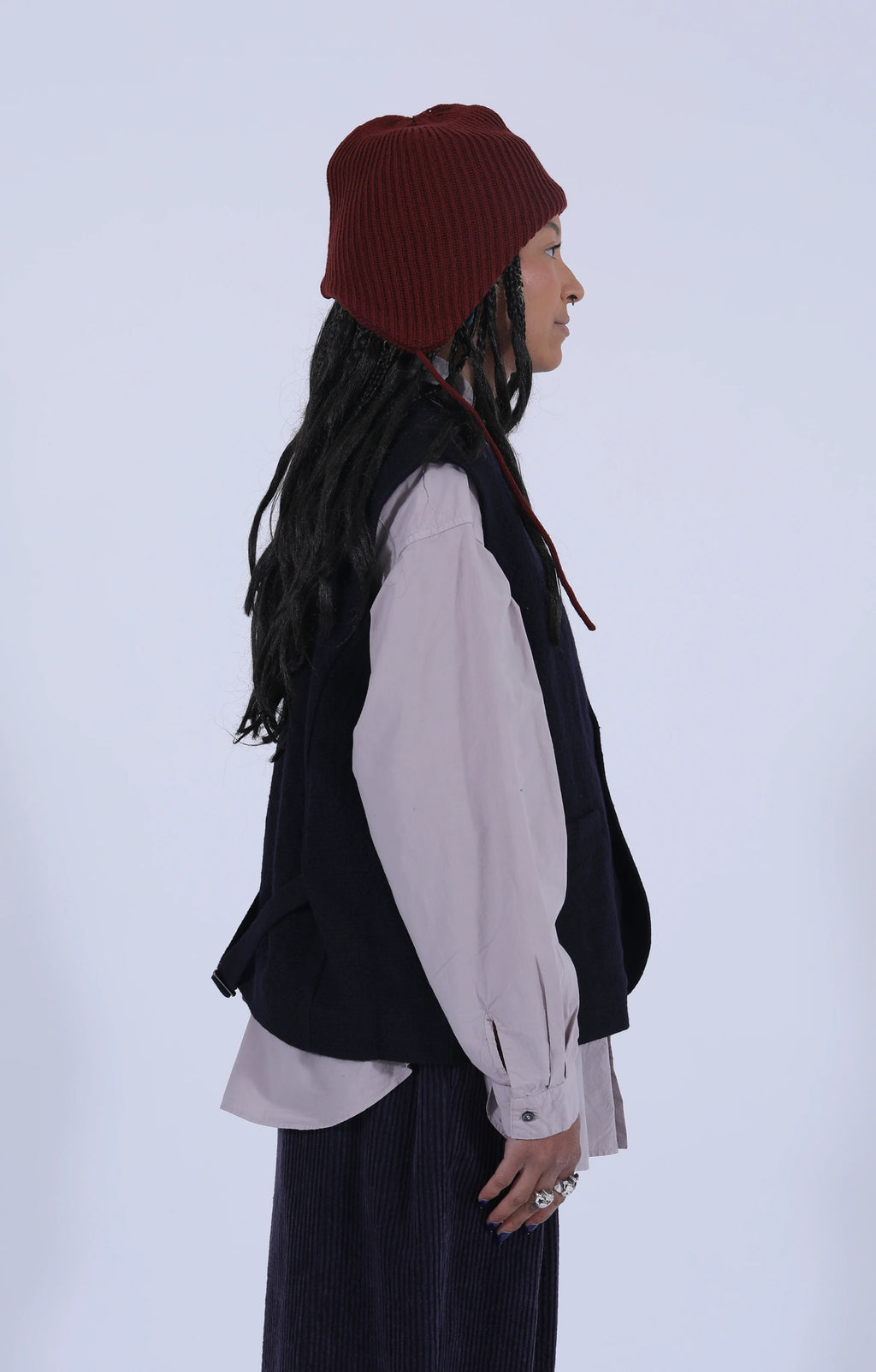 Bumpy Wool-Linen Vest Navy