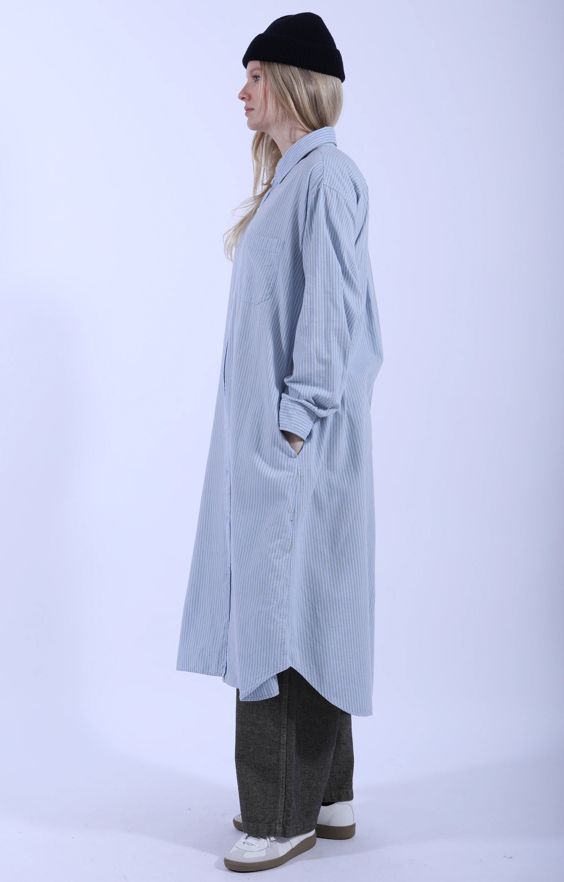 Baggy Fit Shirt Dress Blue