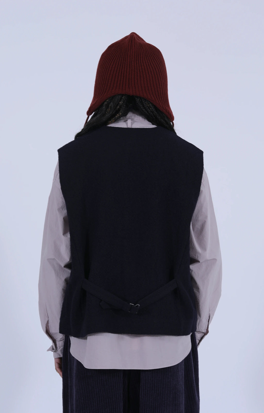Bumpy Wool-Linen Vest Navy