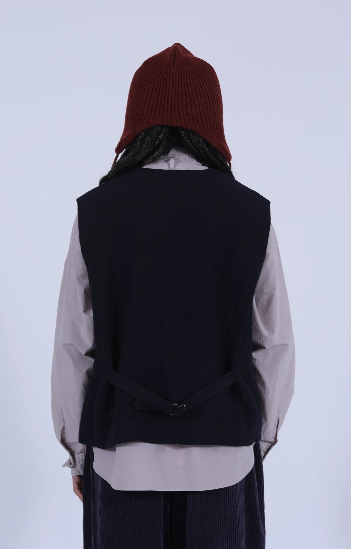 Bumpy Wool-Linen Vest Navy