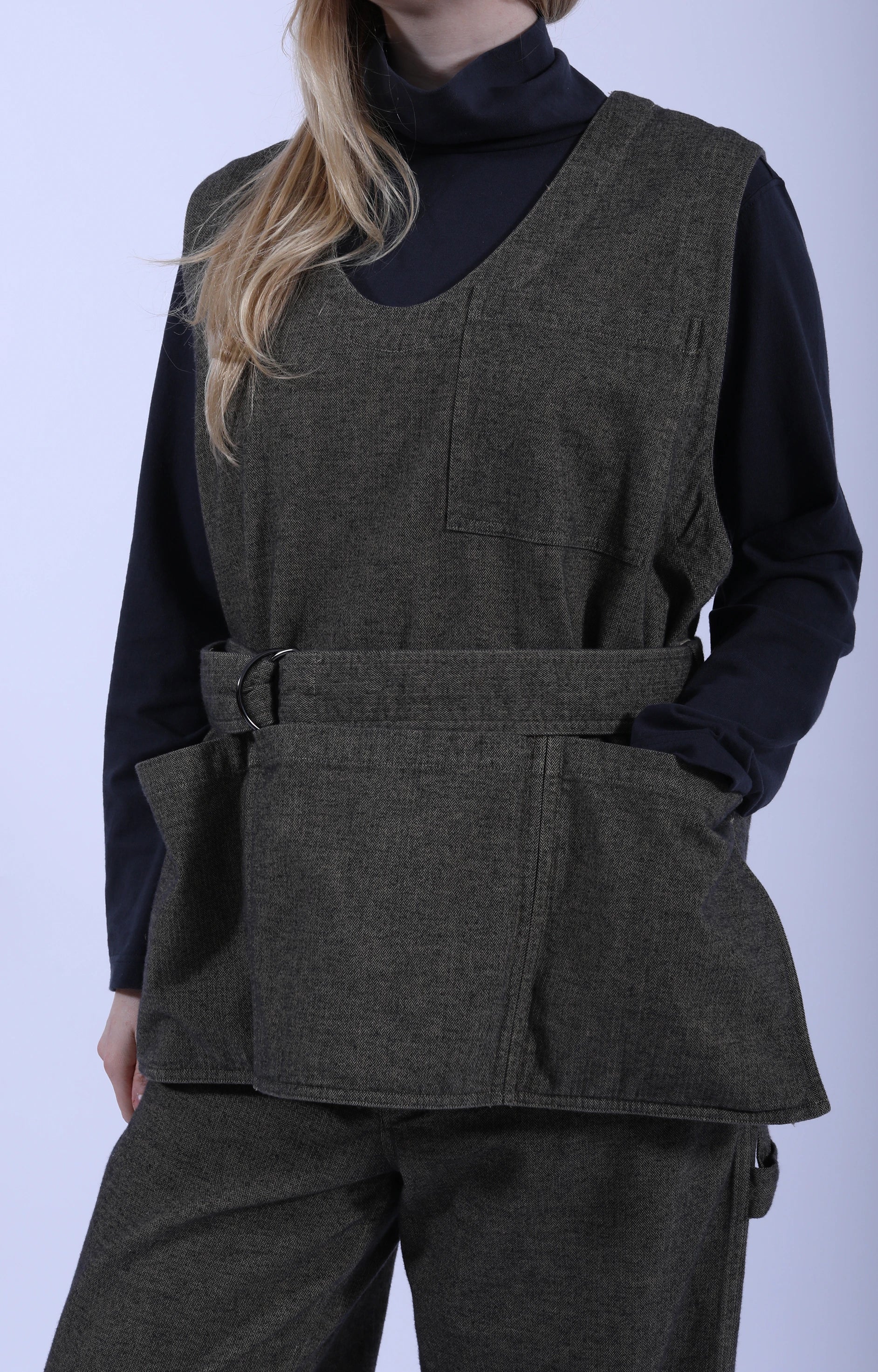 Artisan Vest Herringbone Khaki