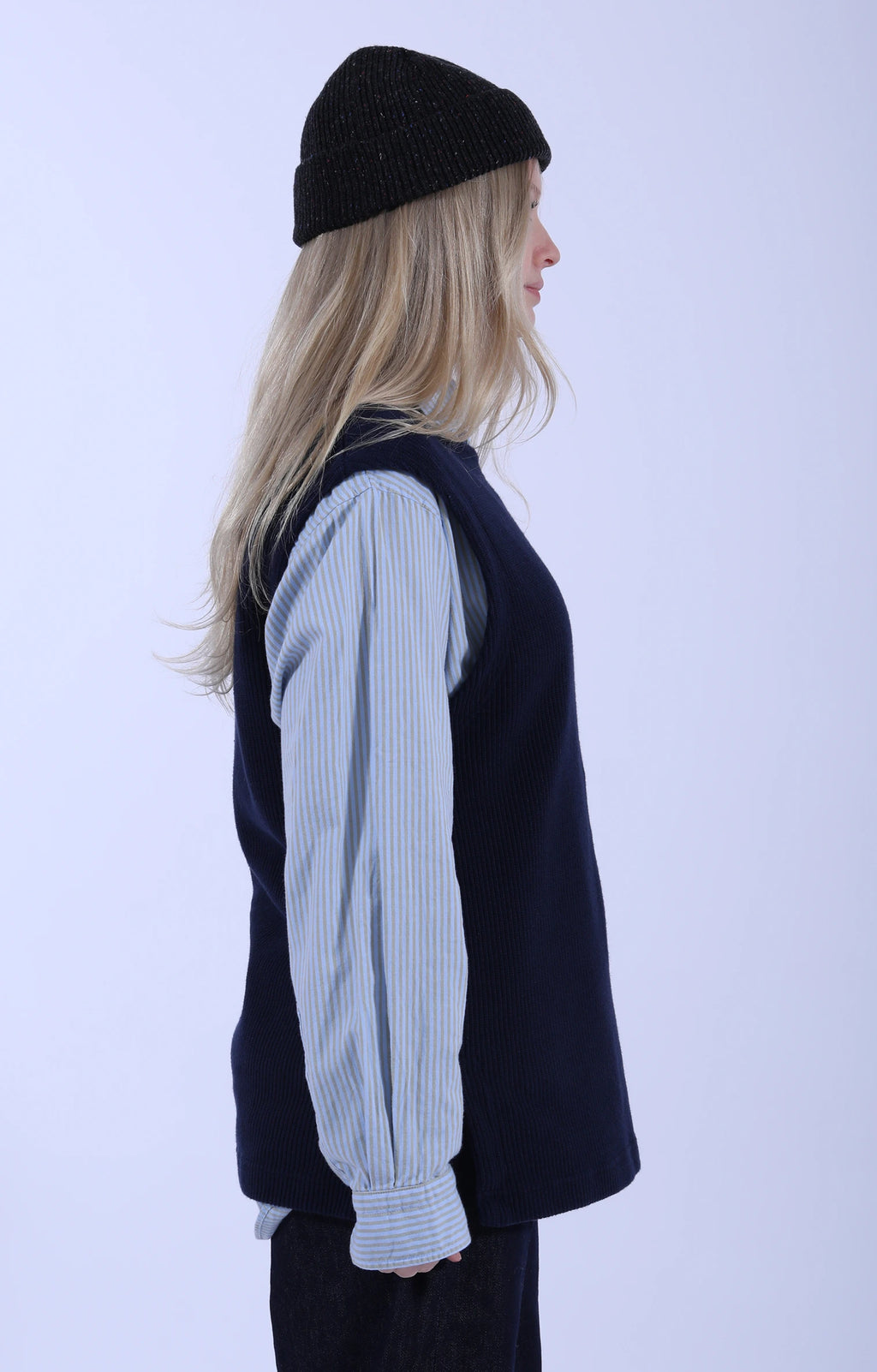 Crew Side Slit Vest Navy