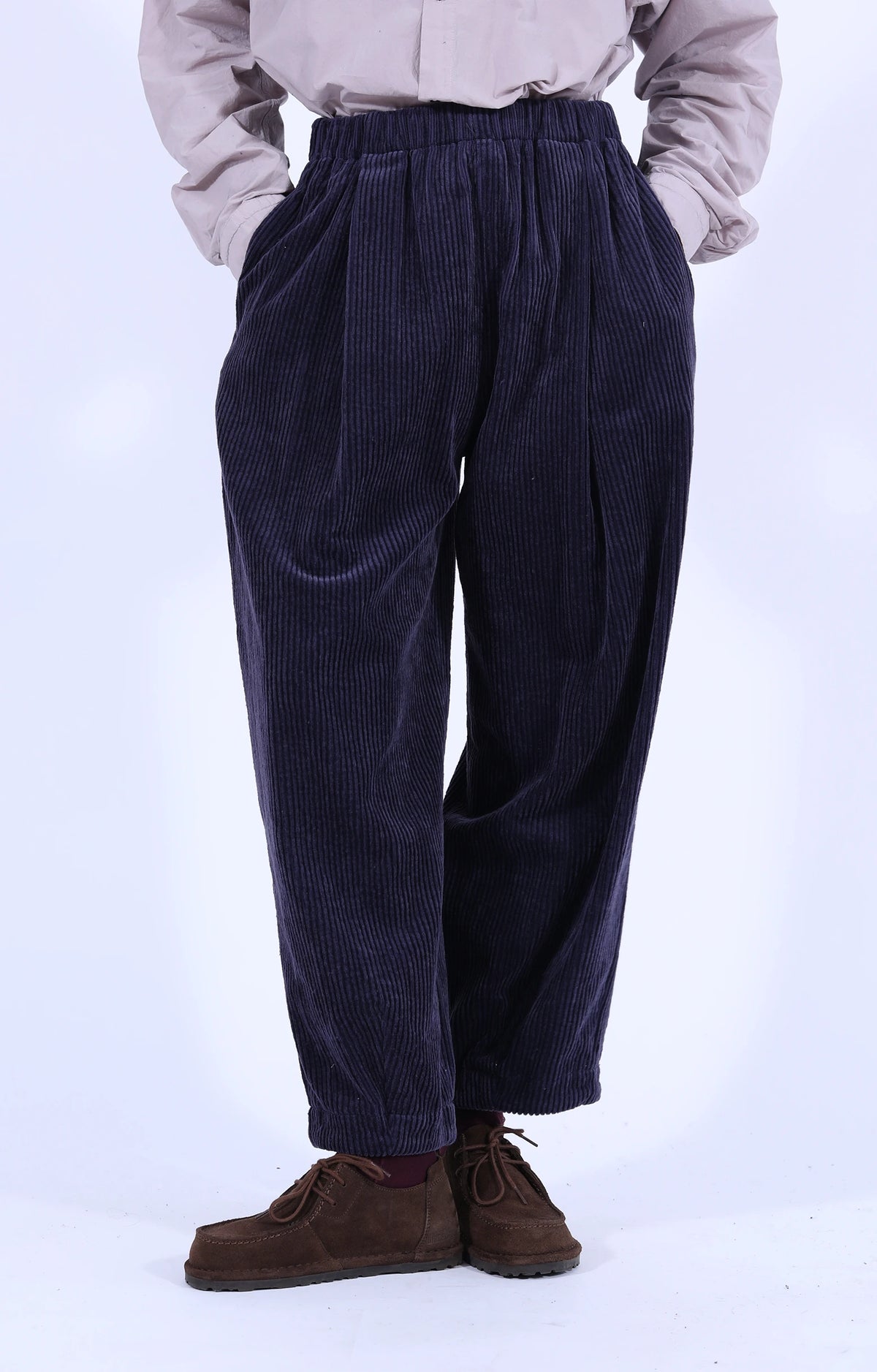 Corduroy Loose Trousers Aubergine