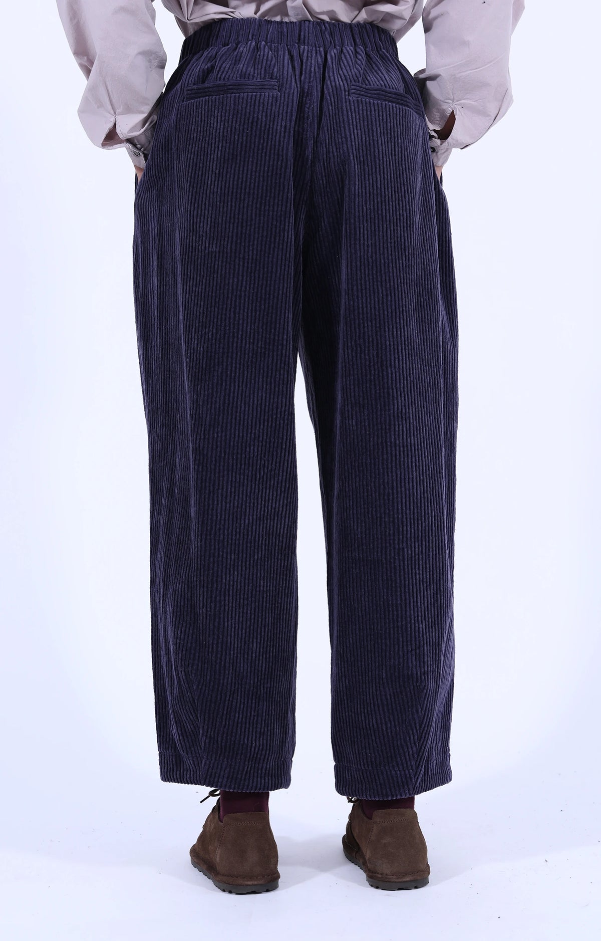 Corduroy Loose Trousers Aubergine