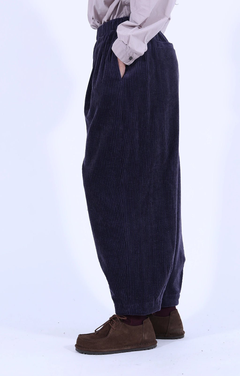 Corduroy Loose Trousers Aubergine
