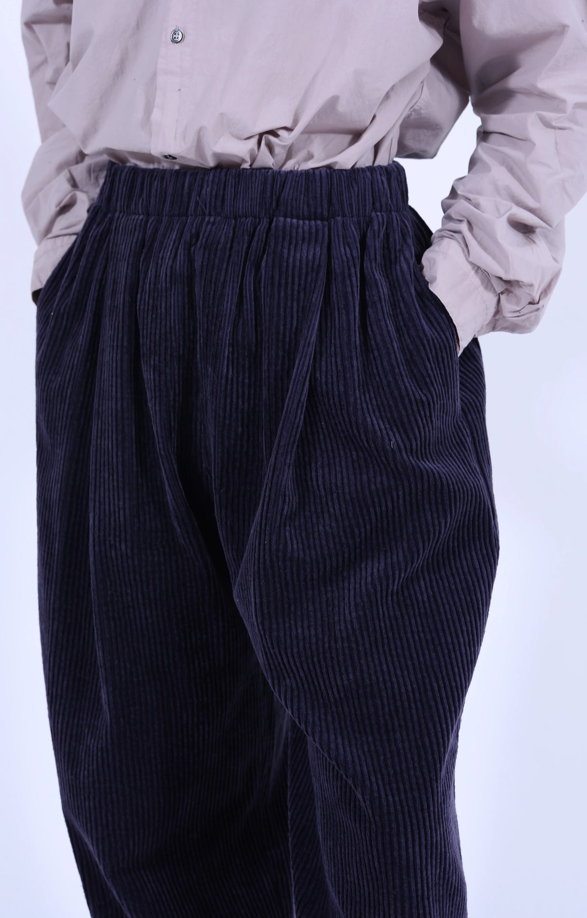 Corduroy Loose Trousers Aubergine