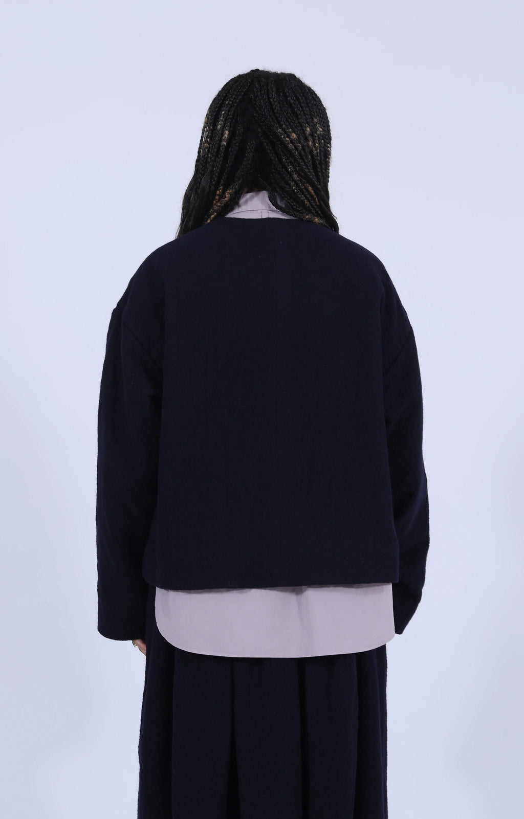 Bumpy Wool Linen Jacket Navy