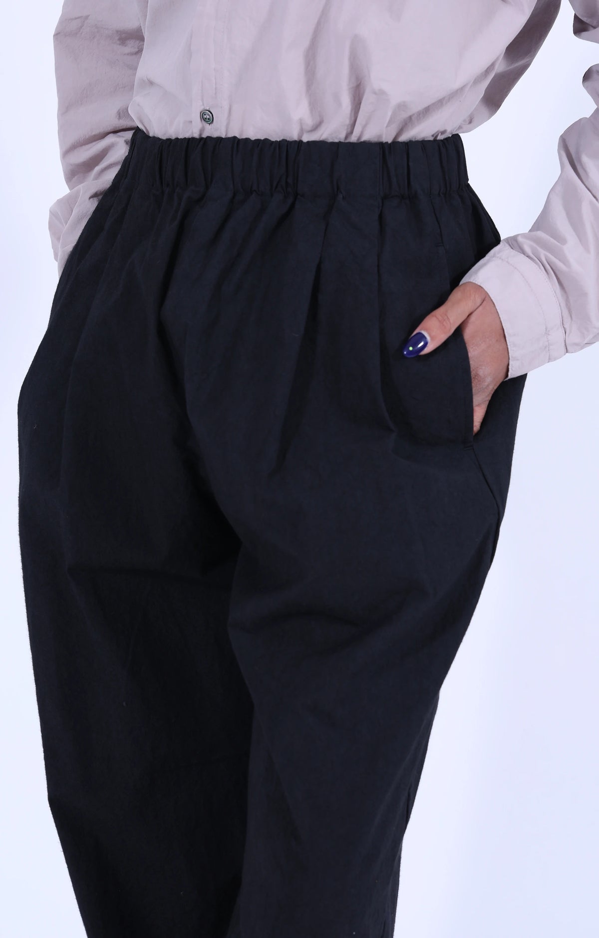 Cotton Easy Trousers Black